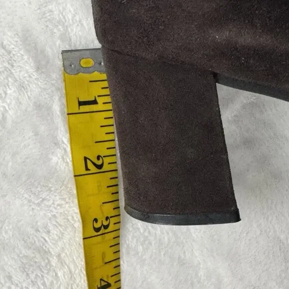 Stuart Weitzman Brown Suede Chain Link Pumps Block Heel Square Toe Womens Size 9 - Picture 12 of 12